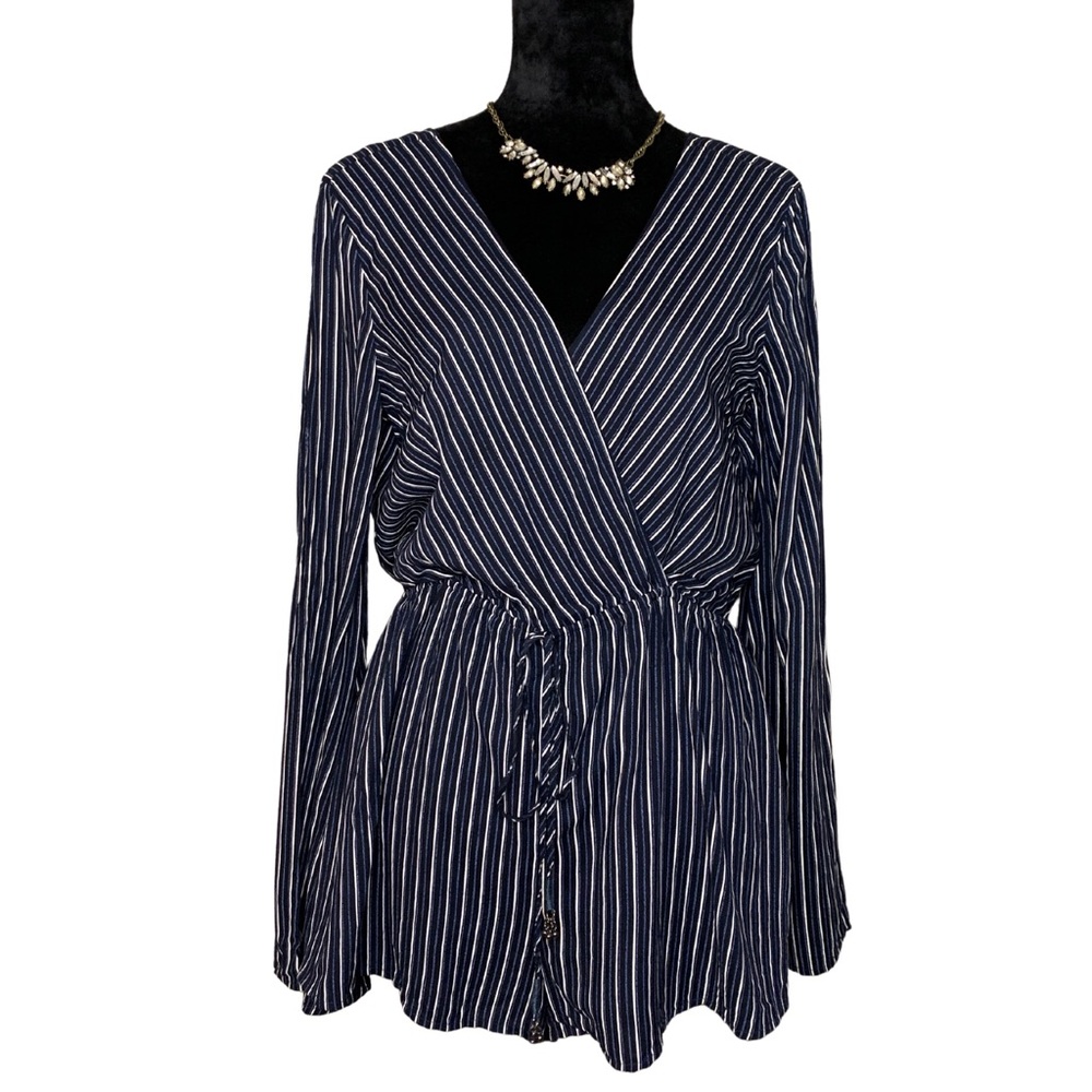 THE JETSET DIARIES Chic Harbour Navy Stripe Romper - Size Small